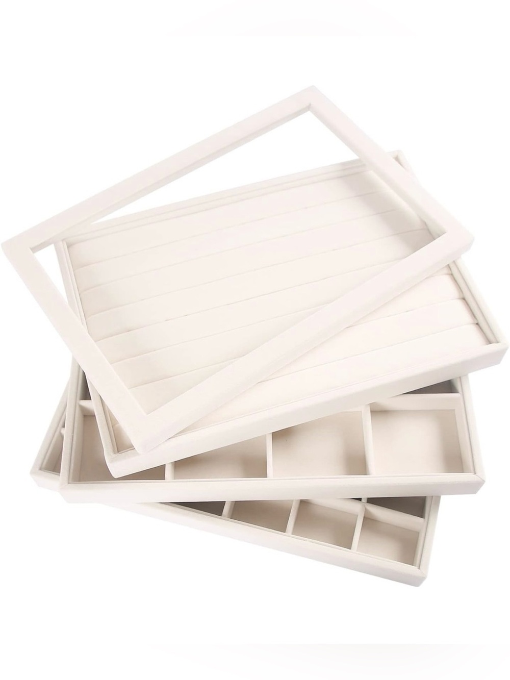 Beige Velvet Stackable Jewelry Holder